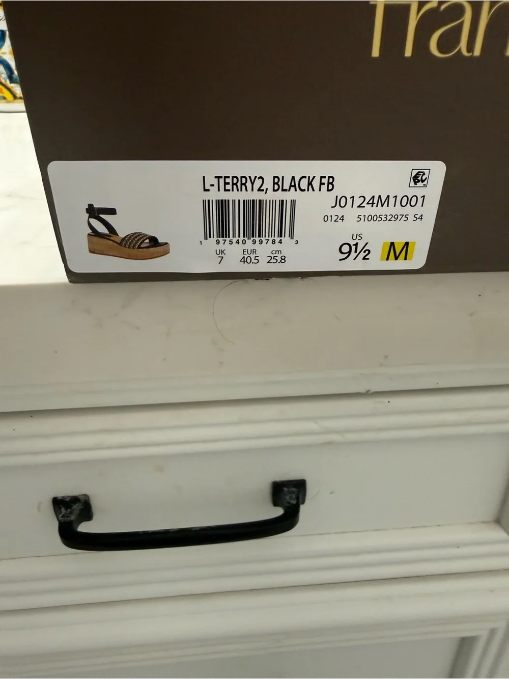 Franco Sarto Black & Natural Woven Cork Platform Sandals